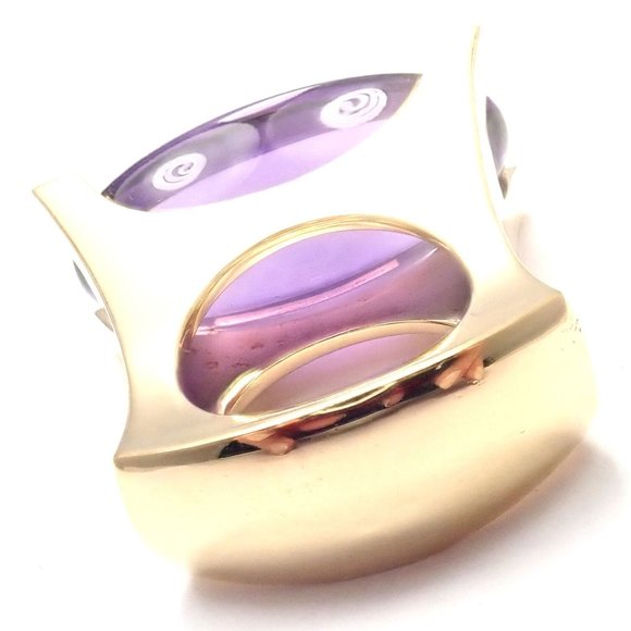 Rare! Authentic Van Cleef & Arpels 18k Yellow Gold Diamond Large Amethyst Ring - Picture 4 of 12